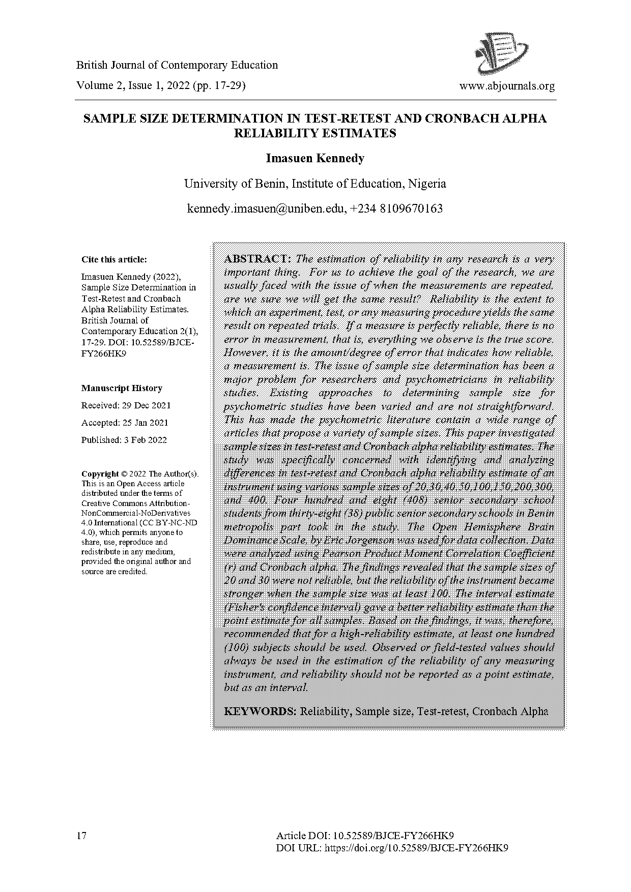 sample size requirements for reliability studies