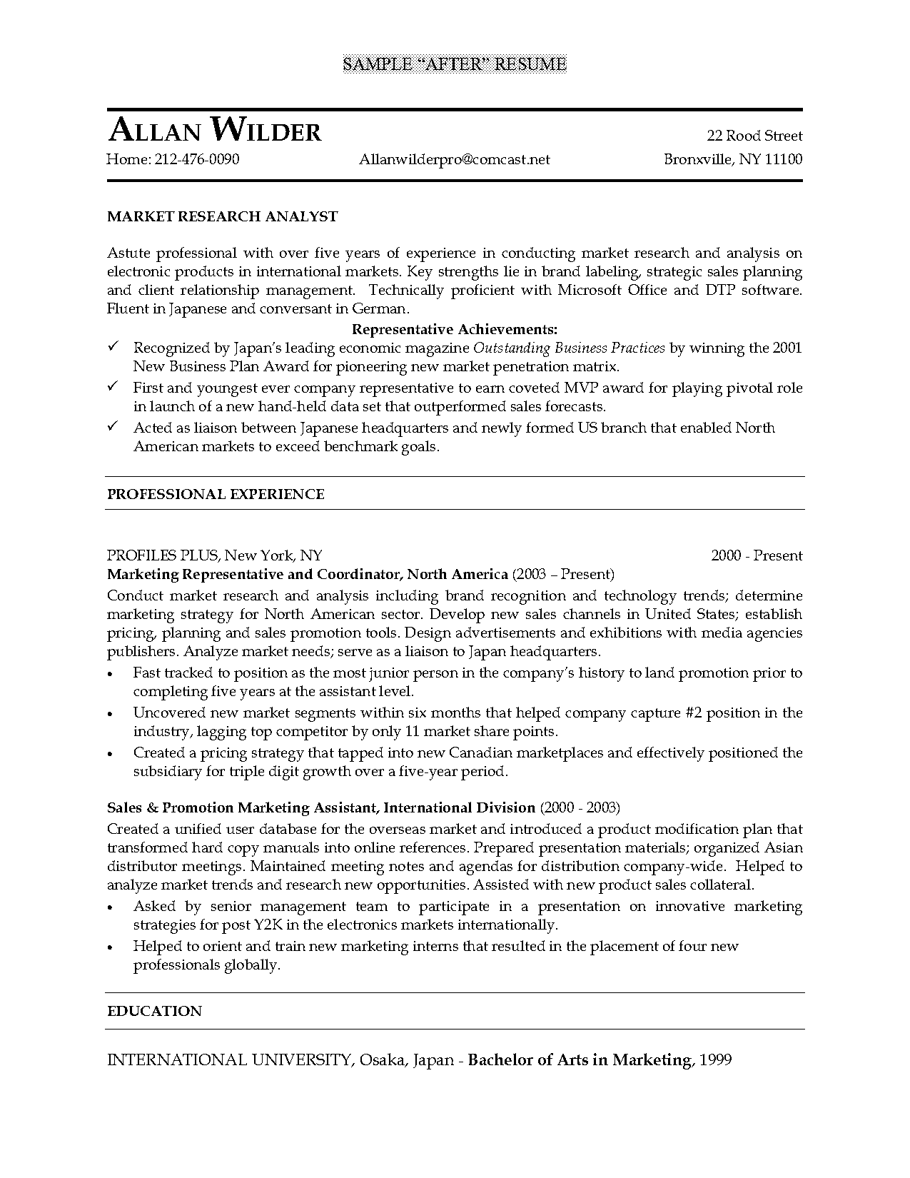 market research analyst resume