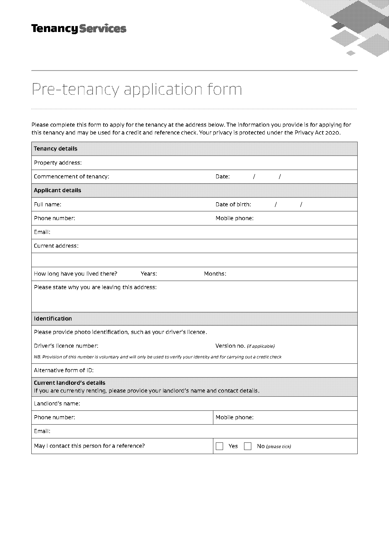 sample tenant reference check form