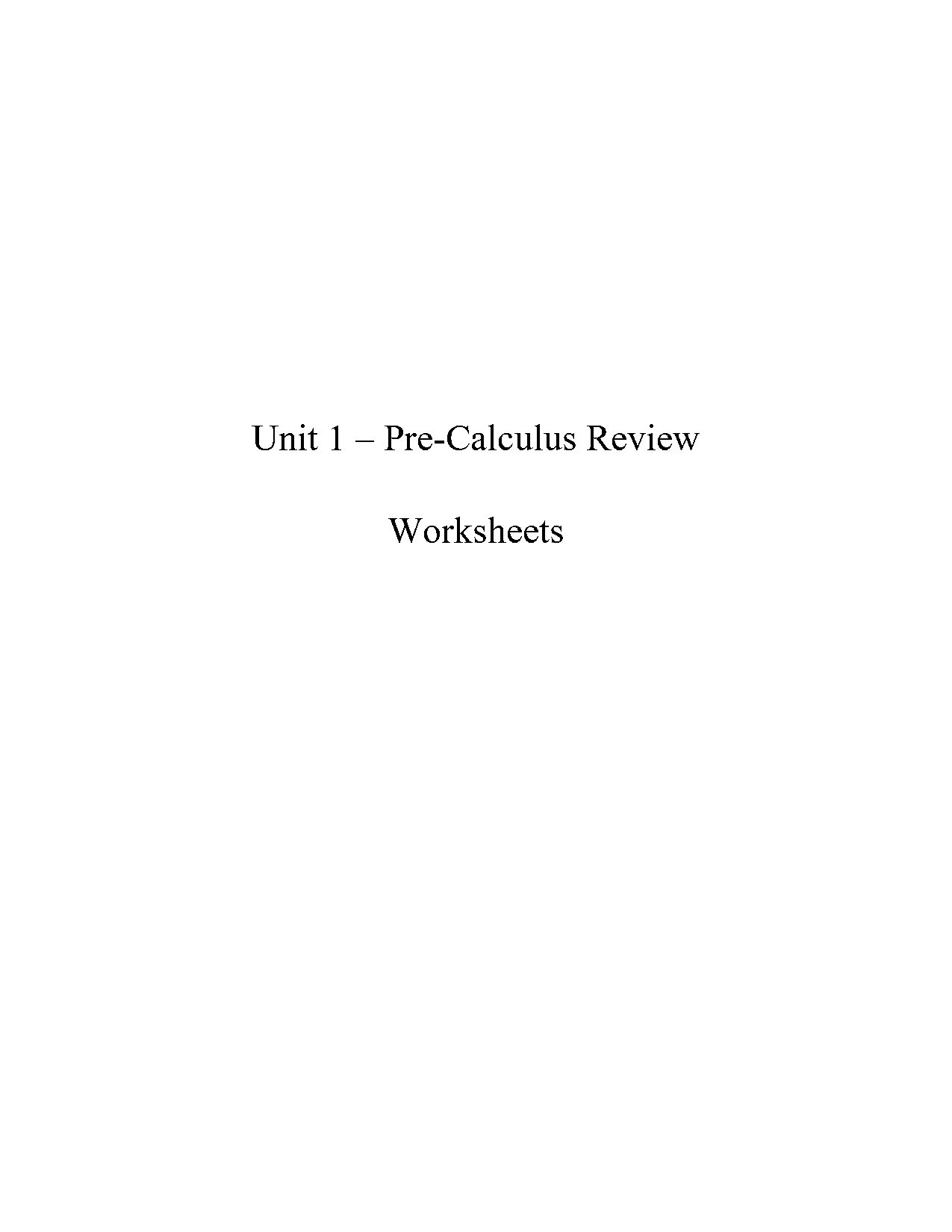 precalculus functions review worksheets