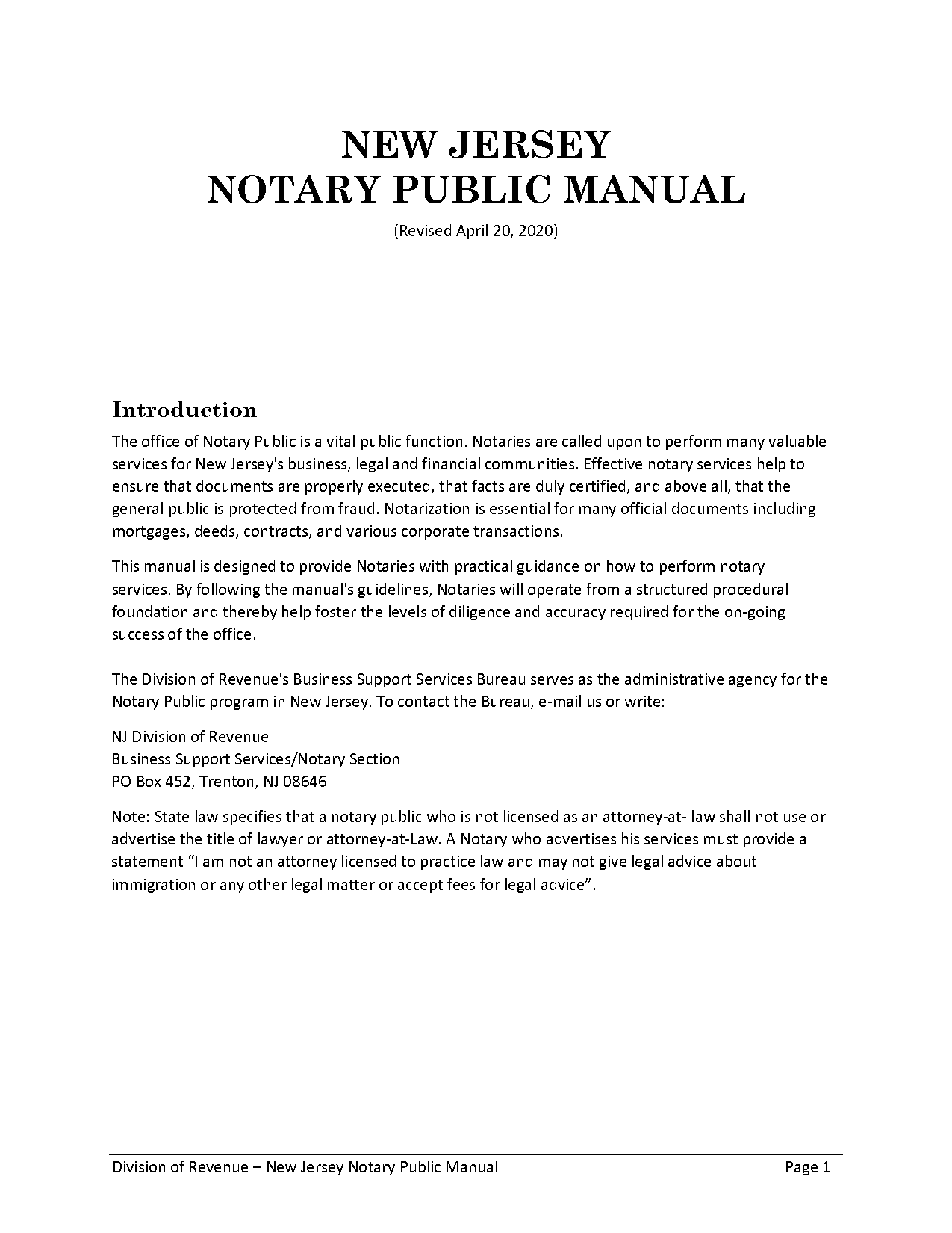 notary public statement nj