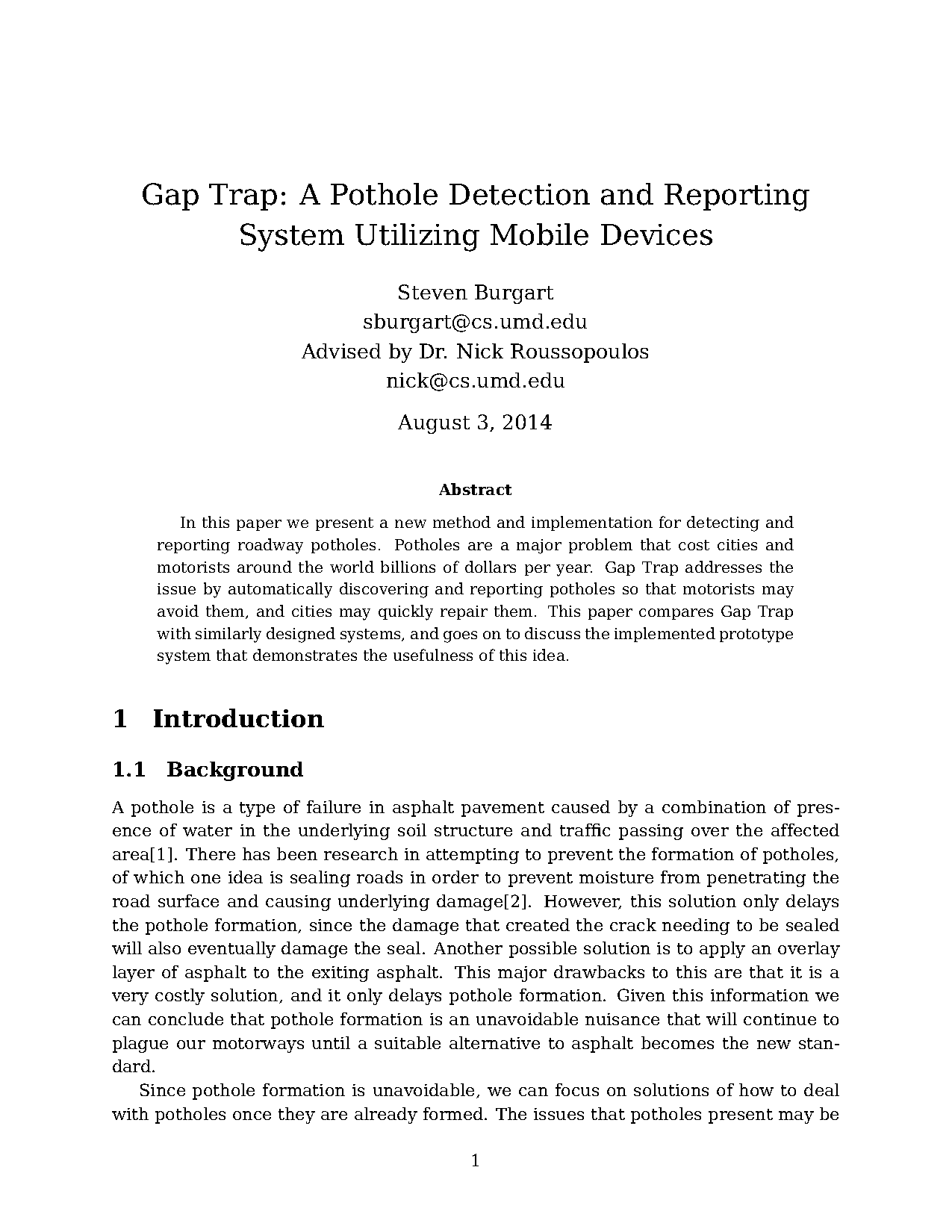 pothole detection system project report