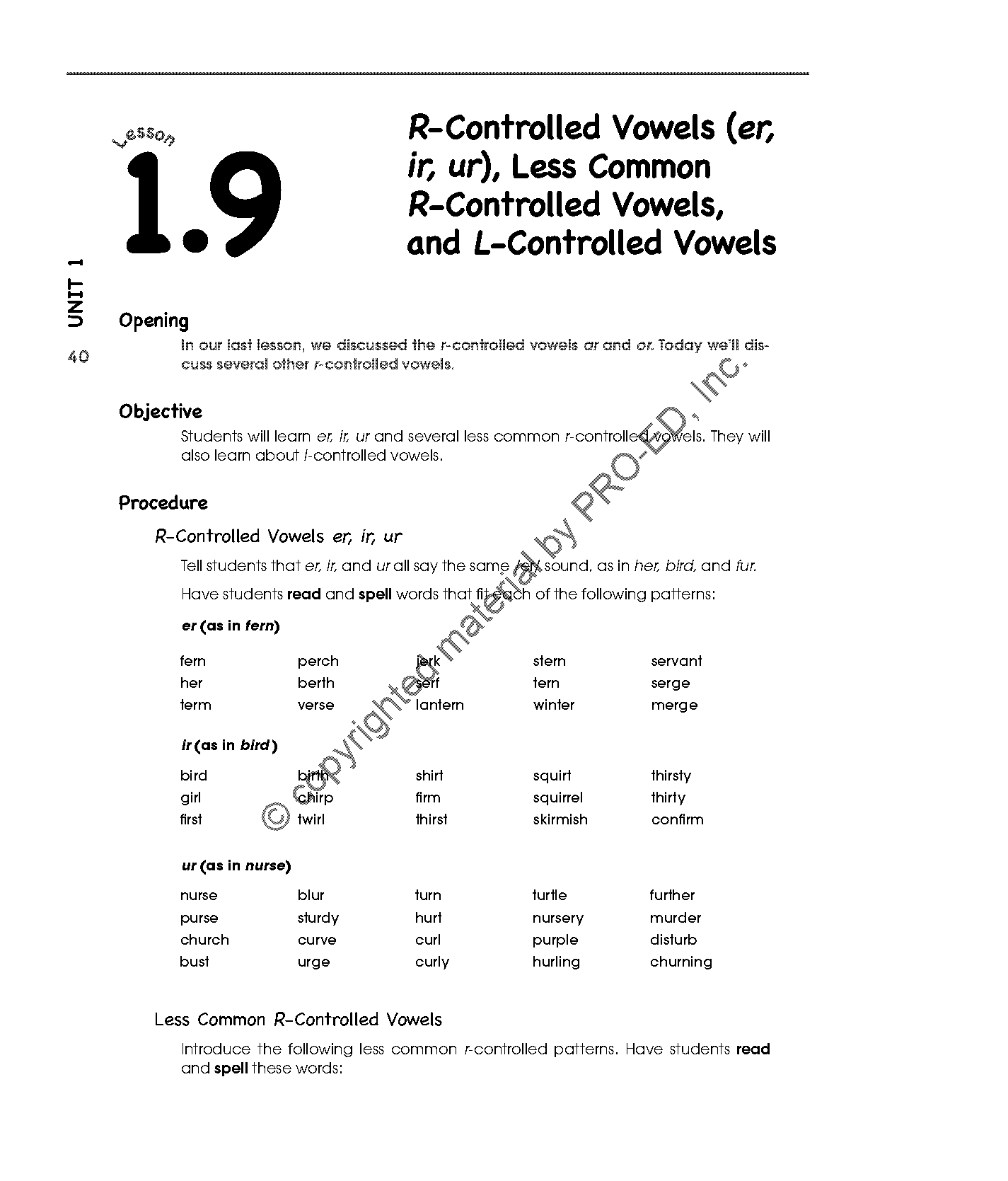 ir ur words worksheet